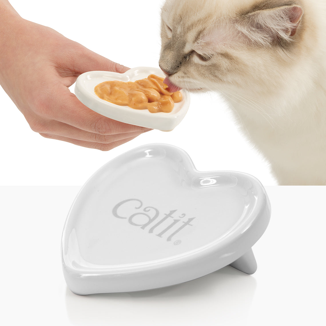 Plato de corazón para snacks de gatos Catit Creamy