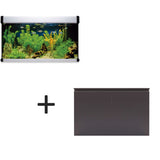 acuario kit aqua lux pro de 300 litros de color blanco y mueble negro