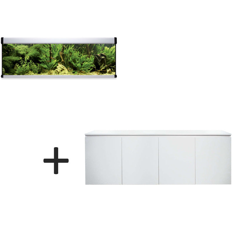 acuario kit aqua lux pro de 600 litros blanco y mueble blanco