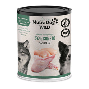 Lata de 400g de conejo y pollo para perros NutraDog WILD Gourmet