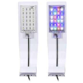 Vista de los leds de la lámpara Aqualed Génesis Curva de luz RGB y blanca en color blanco.