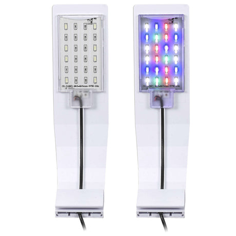 Vista de los leds de la lámpara Aqualed Génesis Curva de luz RGB y blanca en color blanco.