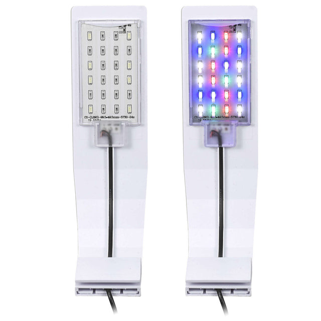 Vista de los leds de la lámpara Aqualed Génesis Curva de luz RGB y blanca en color blanco.