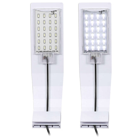 Vista de los leds de la lámpara Aqualed Génesis Curva de luz blanca y en color blanco.