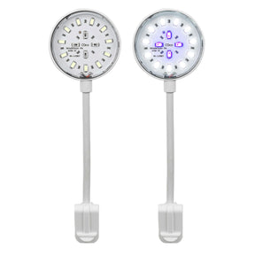 Vista de los leds de la Lámpara Aqualed Génesis Round de luz azul+blanca en color blanco.