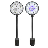 Vista de los leds de la Lámpara Aqualed Génesis Round de luz azul+blanca en color negro.