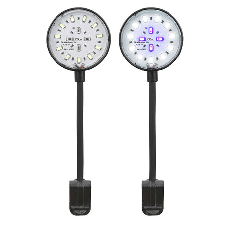 Vista de los leds de la Lámpara Aqualed Génesis Round de luz azul+blanca en color negro.