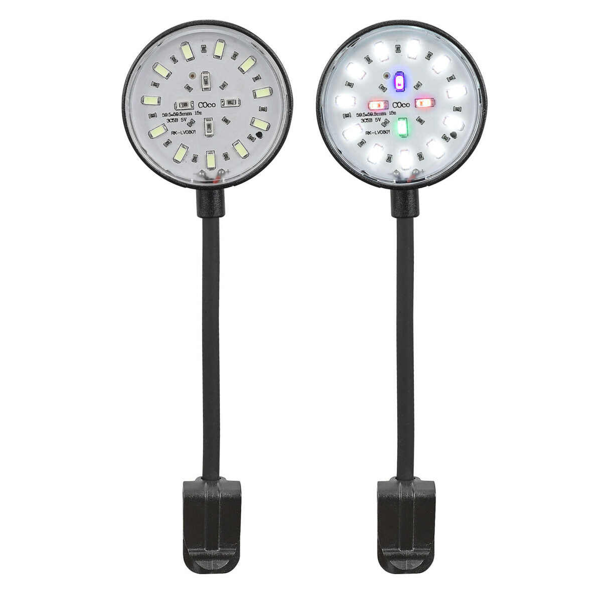 Vista de los leds de la Lámpara Aqualed Génesis Round luz RGB y blanca en color negro.