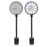 Vista de los leds de la Lámpara Aqualed Génesis Round luz RGB y blanca en color negro.