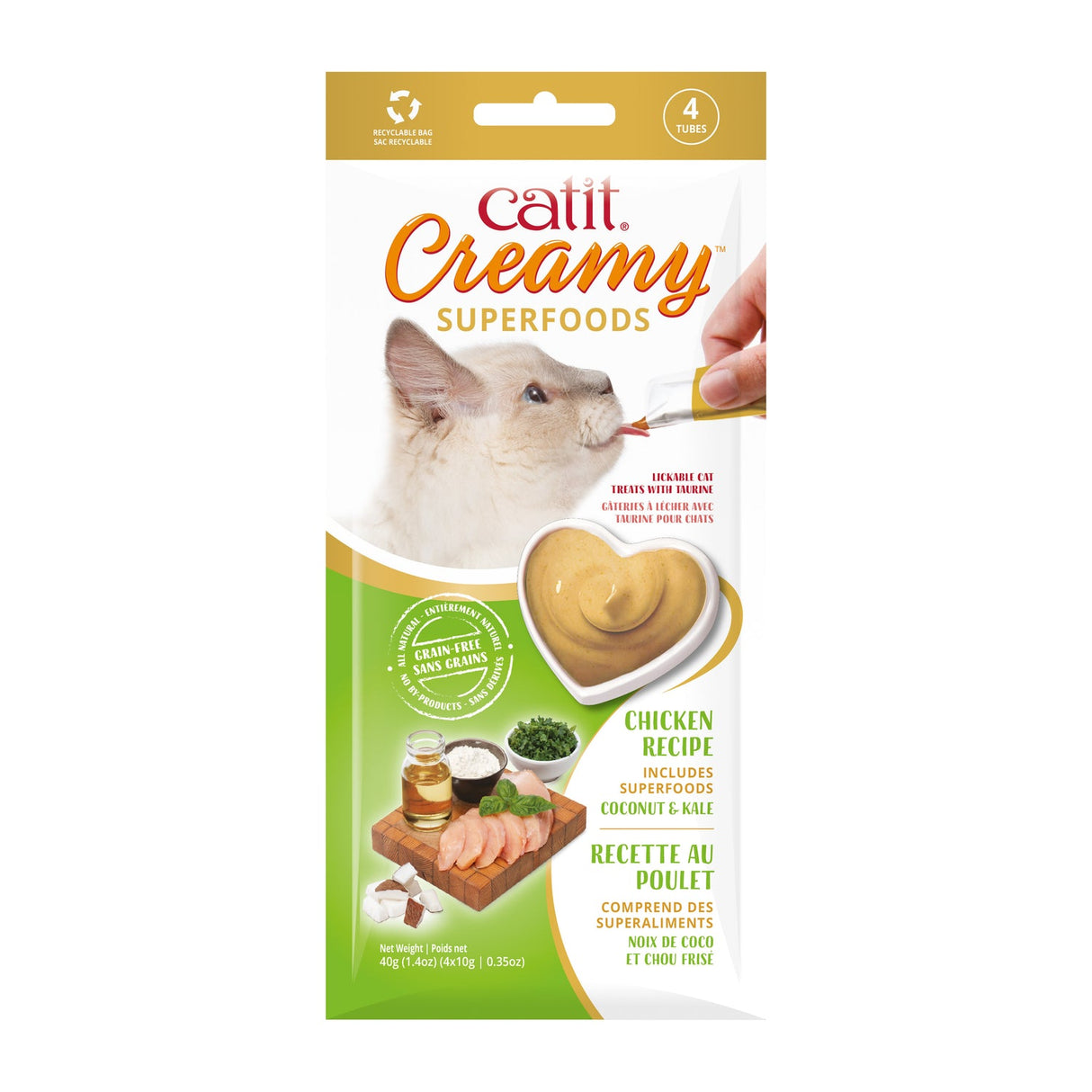 Snack cremoso para gatos Catit Creamy con Superalimentos
