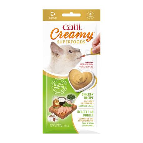 Snack cremoso para gatos Catit Creamy con Superalimentos